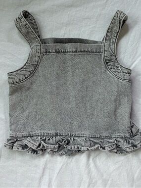 Zara Girls Gray Denim Ruffle Tank Top